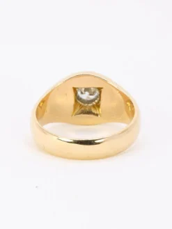 Bague jonc vintage or jaune diamant rond 0,5 carat