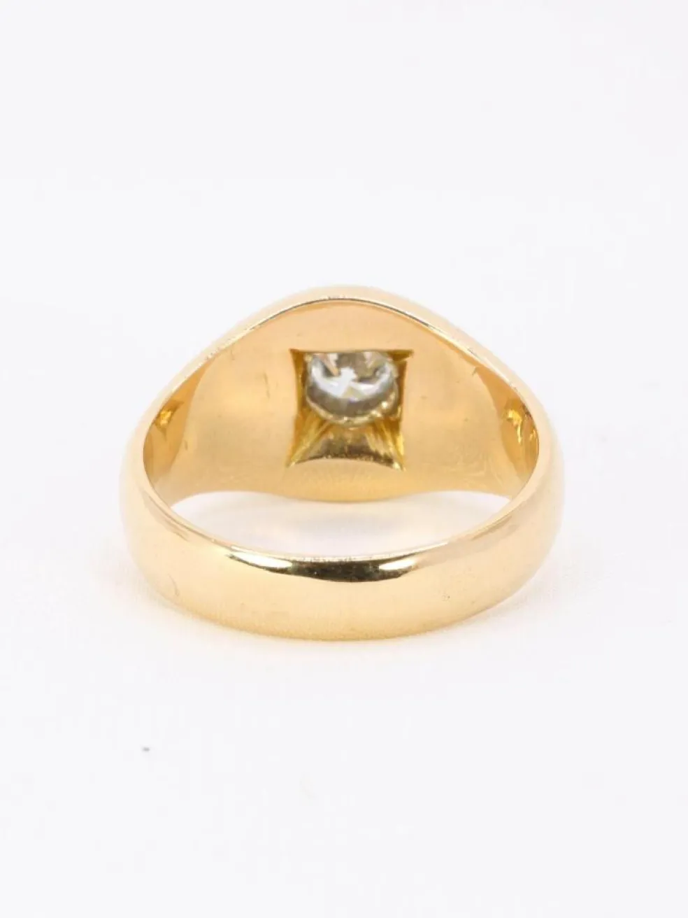 Bague jonc vintage or jaune diamant rond 0,5 carat
