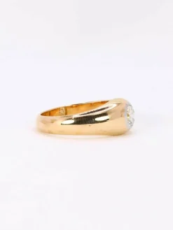 Bague jonc vintage or jaune diamant