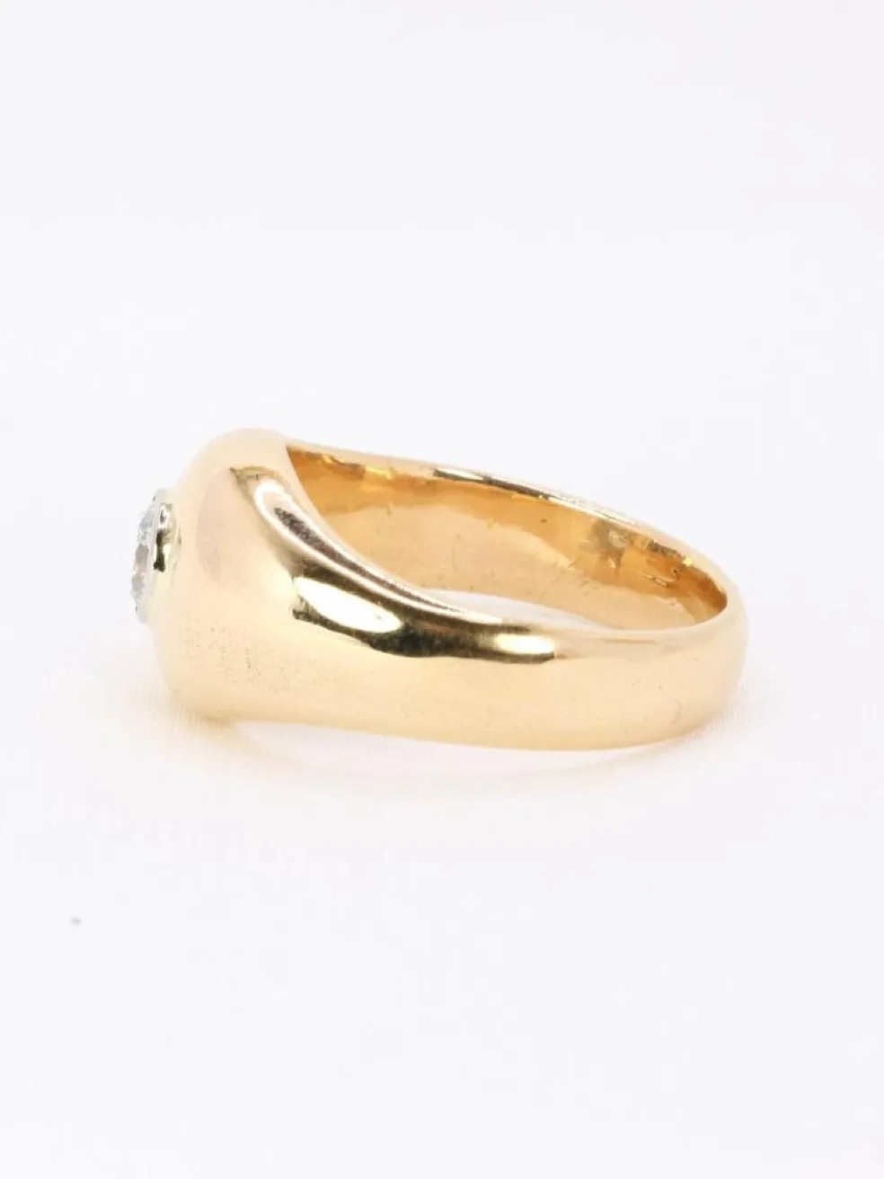 Bague jonc vintage or jaune diamant rond 0,5 carat