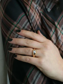 Bague jonc vintage or jaune diamant