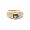Bague Jonc Vintage Saphir, Diamant, Or Jaune