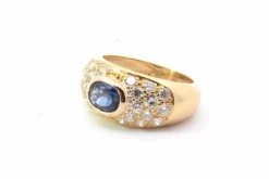 Bague Jonc Vintage Saphir, Diamant, Or Jaune