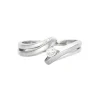 Bague joncs croisés or gris et diamant