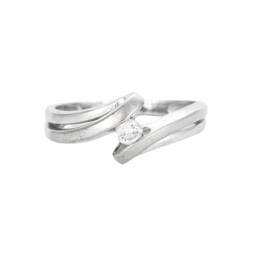 Bague joncs croisés or gris et diamant