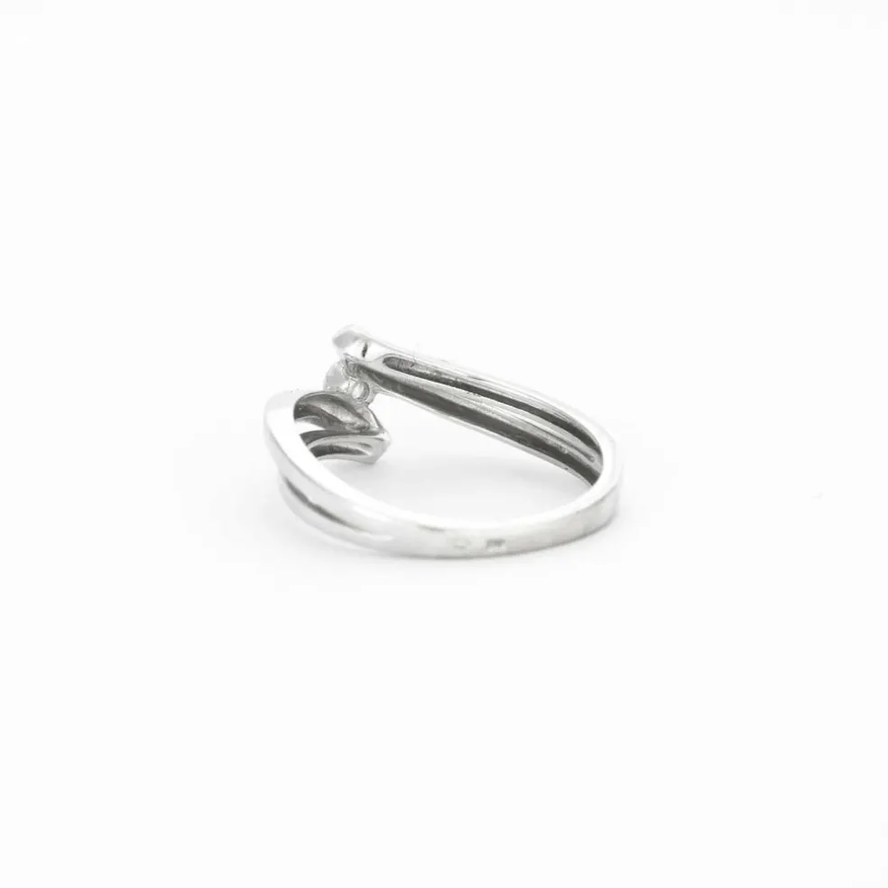 Bague joncs croisés or gris et diamant
