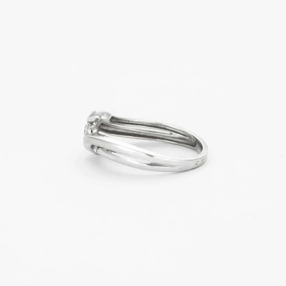 Bague joncs croisés or gris et diamant