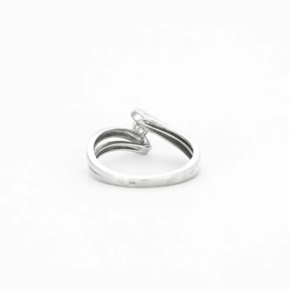 Bague joncs croisés or gris et diamant