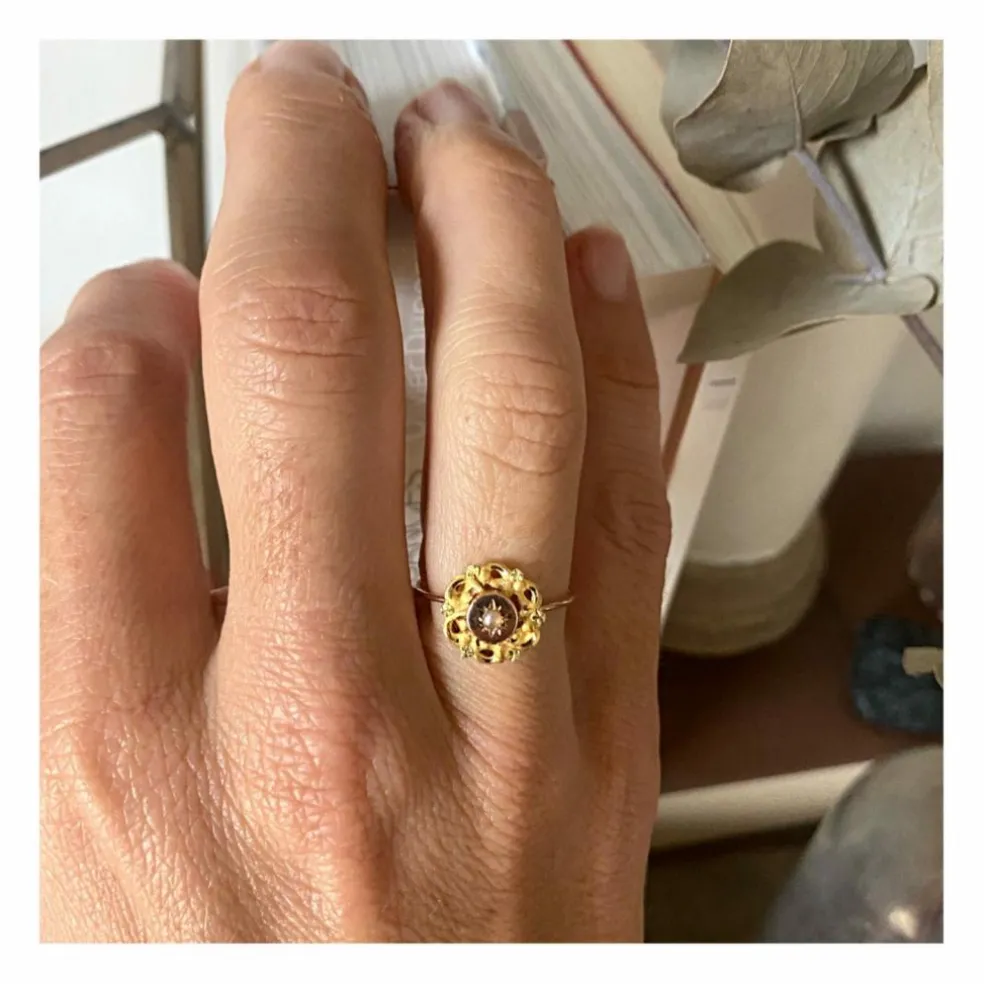 BAGUE JOYAUX OR JAUNE CISELÉ ET OR ROSE PERLE