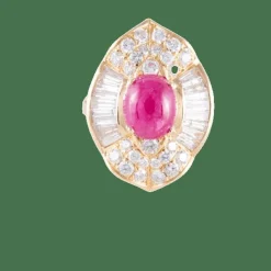 Bague Jupe Rubis cabochon Diamants