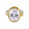 Bague Kunzite et Diamants jaunes