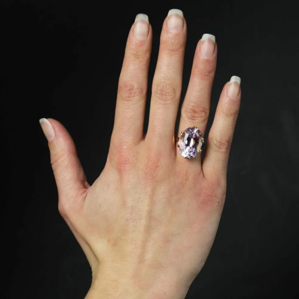 Bague kunzite vintage en or