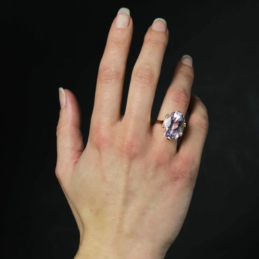 Bague kunzite vintage en or