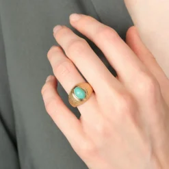 BAGUE « LA TURQUOISE » OR JAUNE