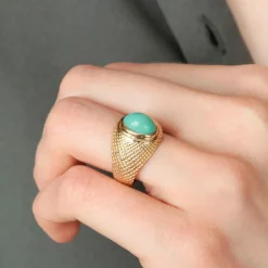 BAGUE « LA TURQUOISE » OR JAUNE