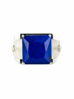 Bague lapis lazuli cristal de roche et diamants