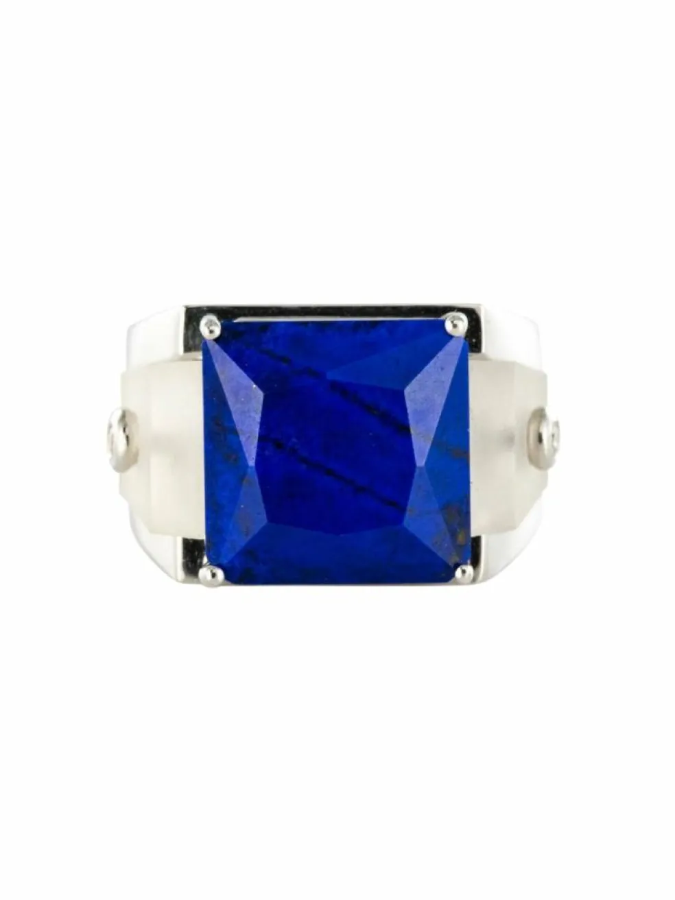 Bague lapis lazuli cristal de roche et diamants