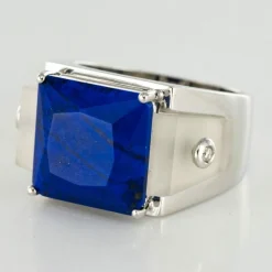 Bague lapis lazuli cristal de roche et diamants