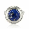 Bague lapis lazuli or blanc vintage