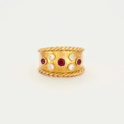 Bague large Diamants & Rubis