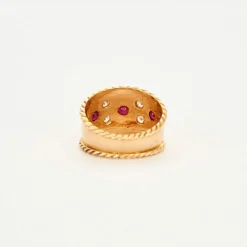 Bague large Diamants & Rubis