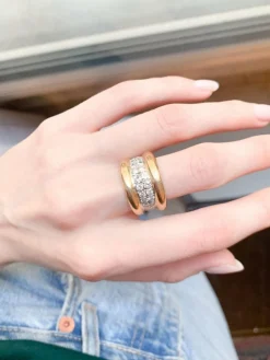 Bague large Diamants Or jaune