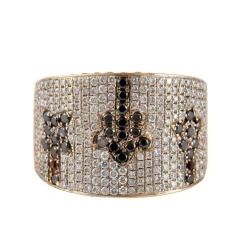 Bague large pavage Diamants Saphirs