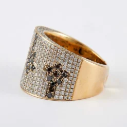 Bague large pavage Diamants Saphirs
