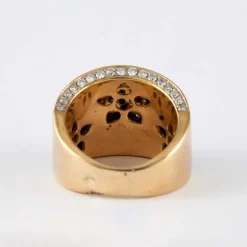 Bague large pavage Diamants Saphirs