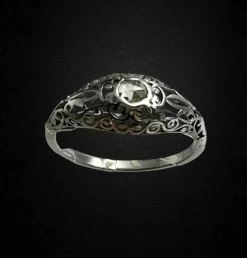 Bague Liberty à texture perforée en or blanc