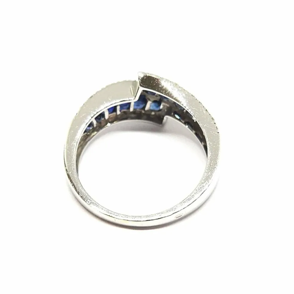 Bague lien en Or blanc, saphirs & diamants