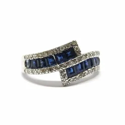 Bague lien en Or blanc, saphirs & diamants