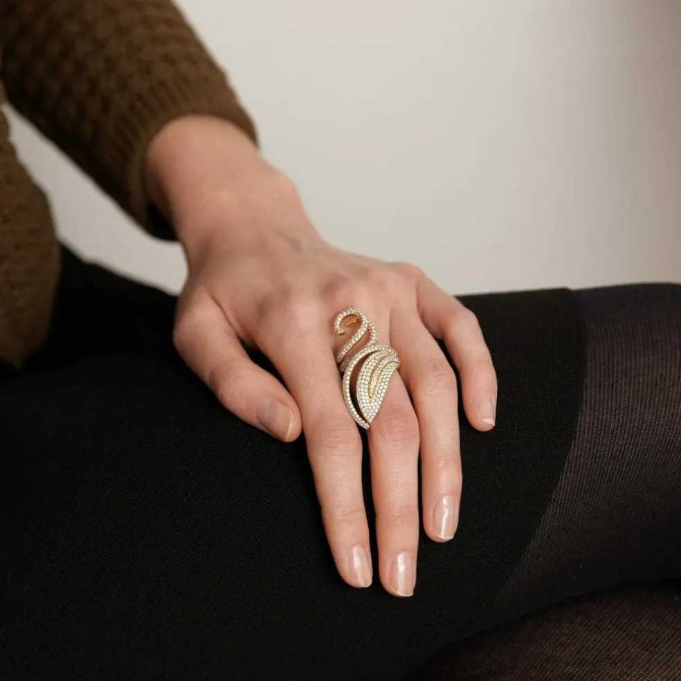 Bague Lignes courbes de Diamants