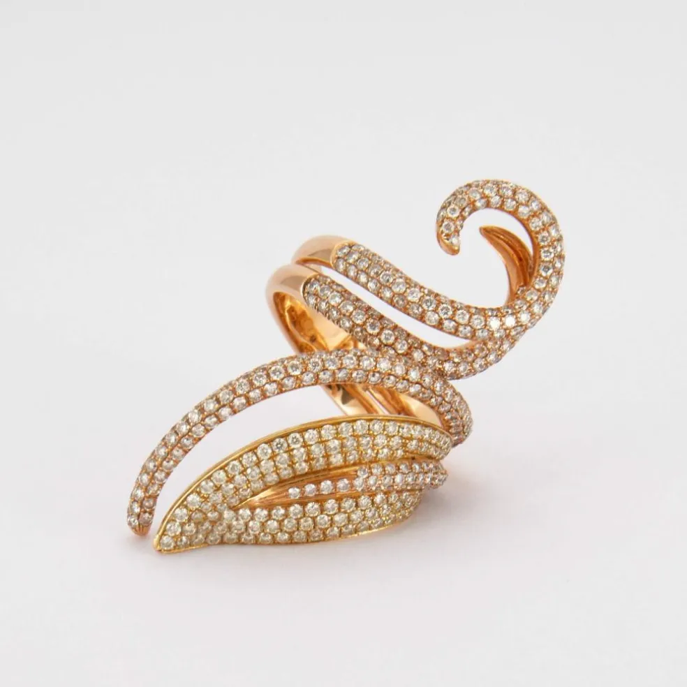 Bague Lignes courbes de Diamants