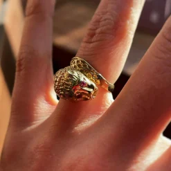 Bague Lion - Or & Rubis