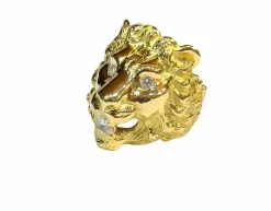 Bague Lion en or jaune 18 carats et diamants