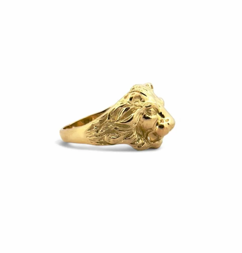 Bague lion en or jaune massif