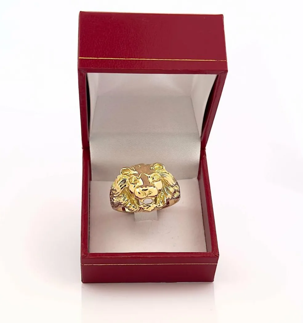 Bague lion en or jaune massif