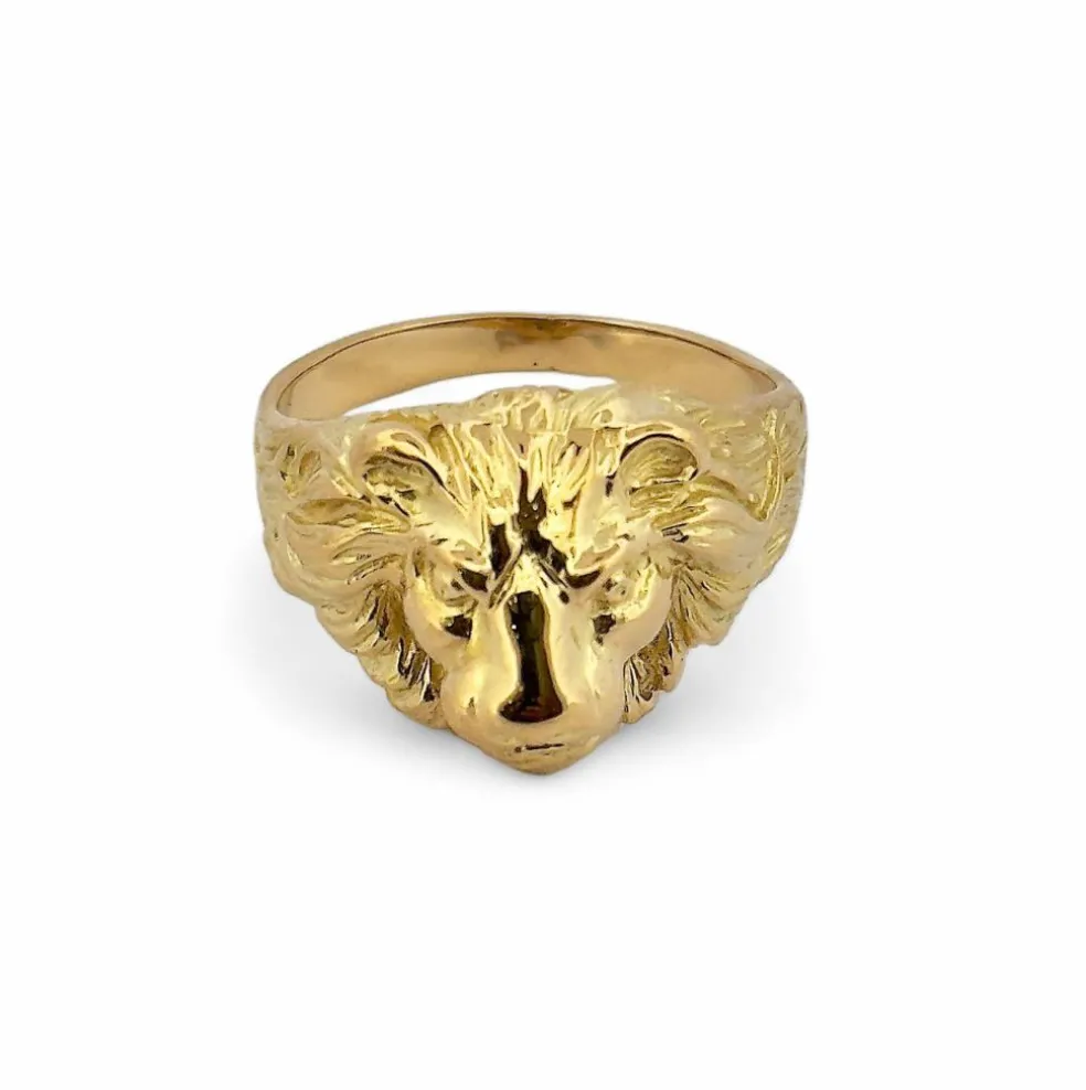 Bague lion en or jaune massif