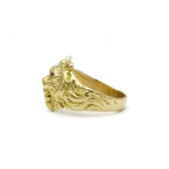 Bague lion or jaune diamant et rubis