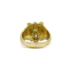 Bague lion or jaune diamant et rubis