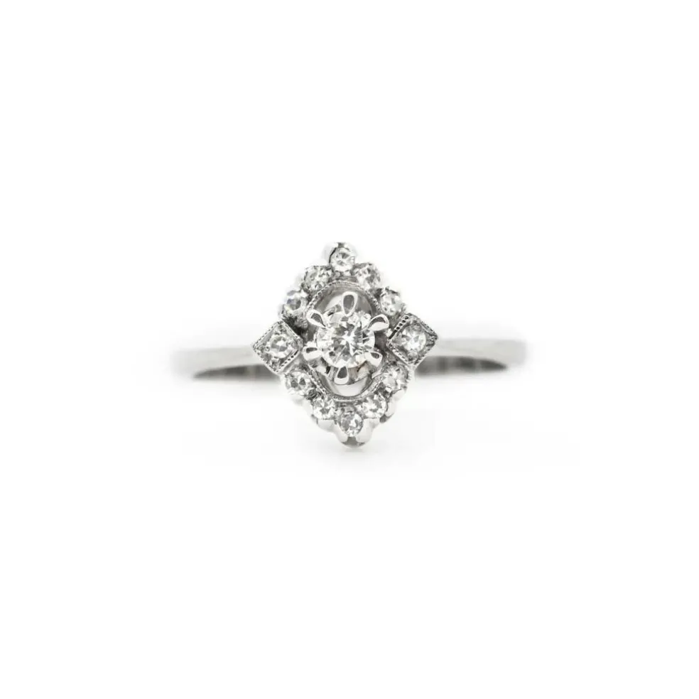 Bague losange en or blanc avec diamants de 0,20 carat
