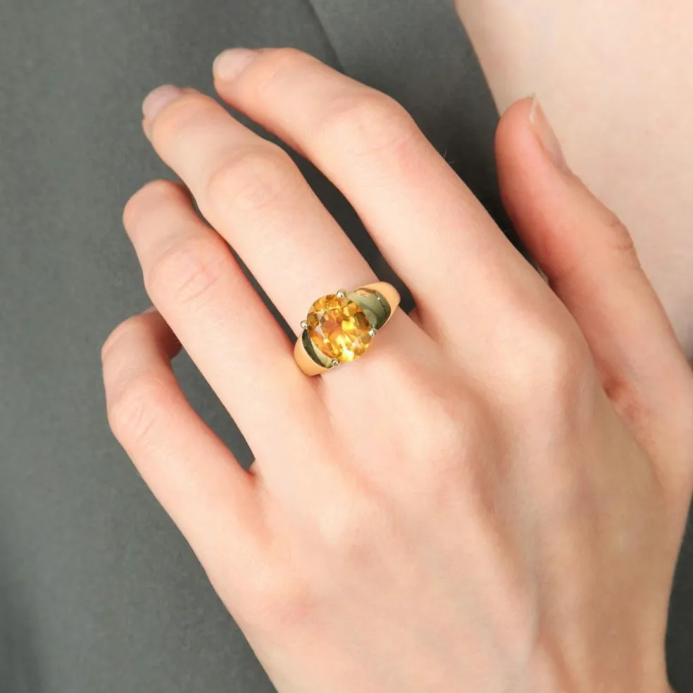BAGUE "LUNE" OR & CITRINE