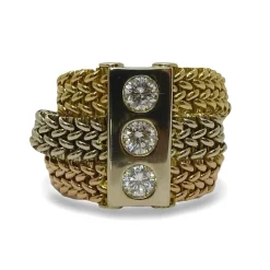 Bague maille 3 ors et diamants 0,75 ct