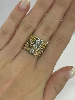 Bague maille 3 ors et diamants 0,75 ct