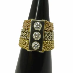 Bague maille 3 ors et diamants 0,75 ct