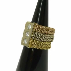 Bague maille 3 ors et diamants 0,75 ct