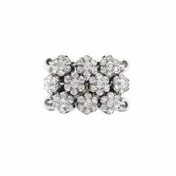 Bague maille souple en or blanc avec diamants
