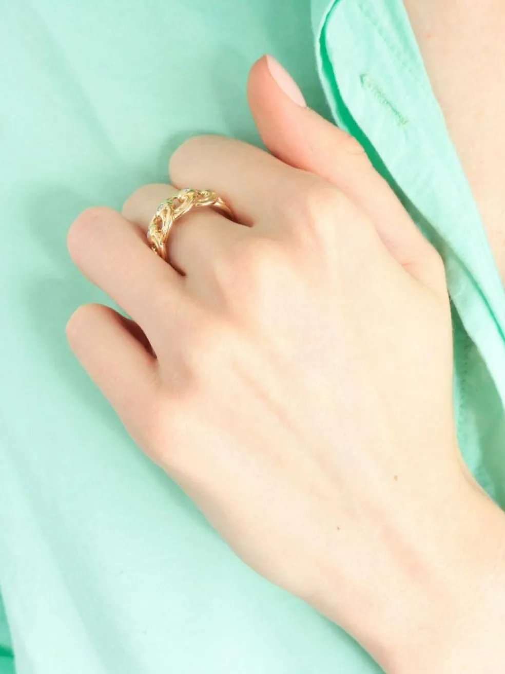 BAGUE "MAILLON" OR & DIAMANTS