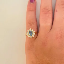 Bague Marguerite Aigue-marine Diamants